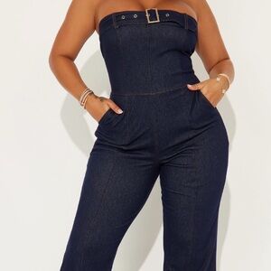 Fashion Nova “Forget My Ex” Dark Wash Jumpsuit
